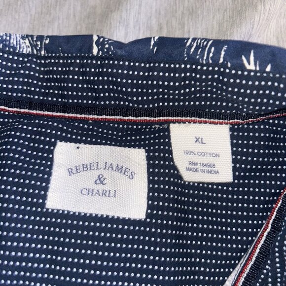 Rebel James & Charli Blue Island Dog Long Sleeve Button Down Retro Shirt XL - Picture 7 of 8